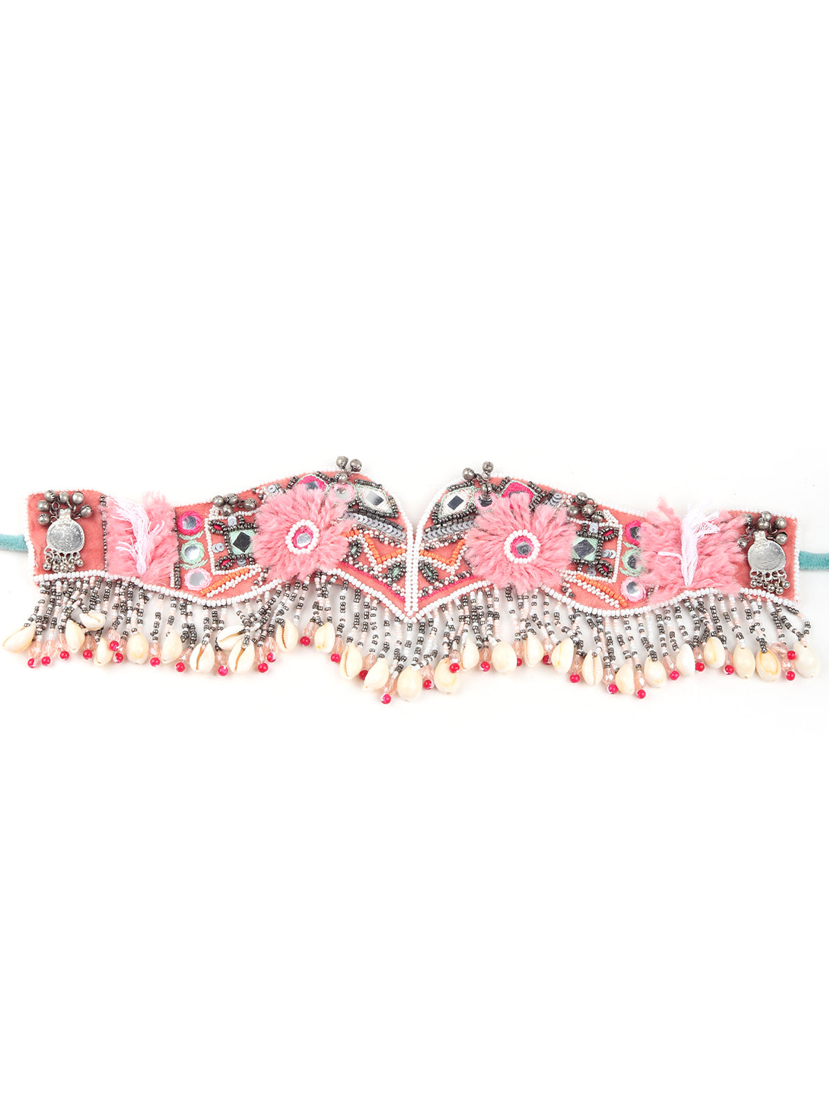 Odette Women Stylish Pink Beaded Collar Neckpiece