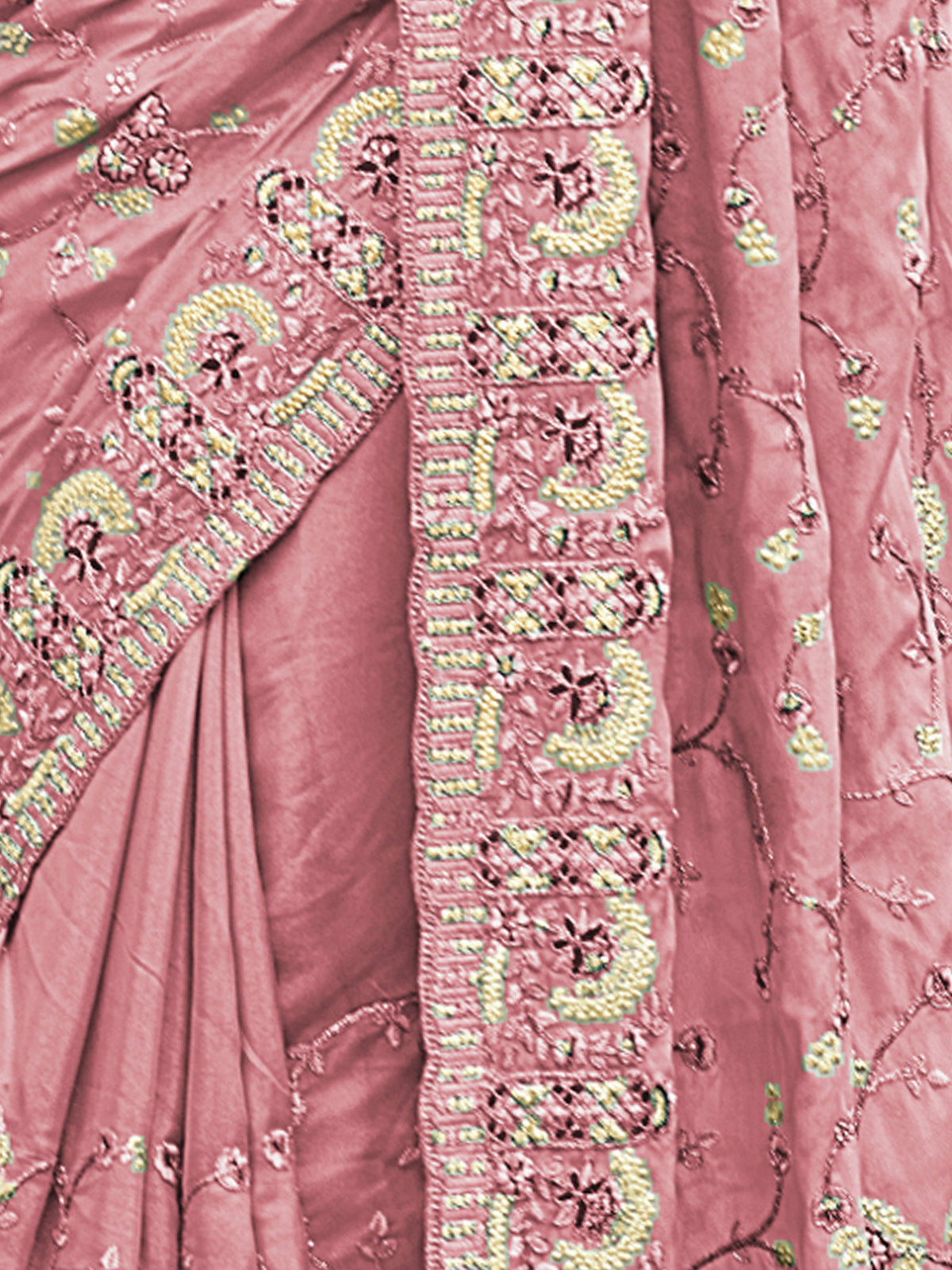 Odette Women Pink Fancy Embroidered Saree With Unstitched Blouse