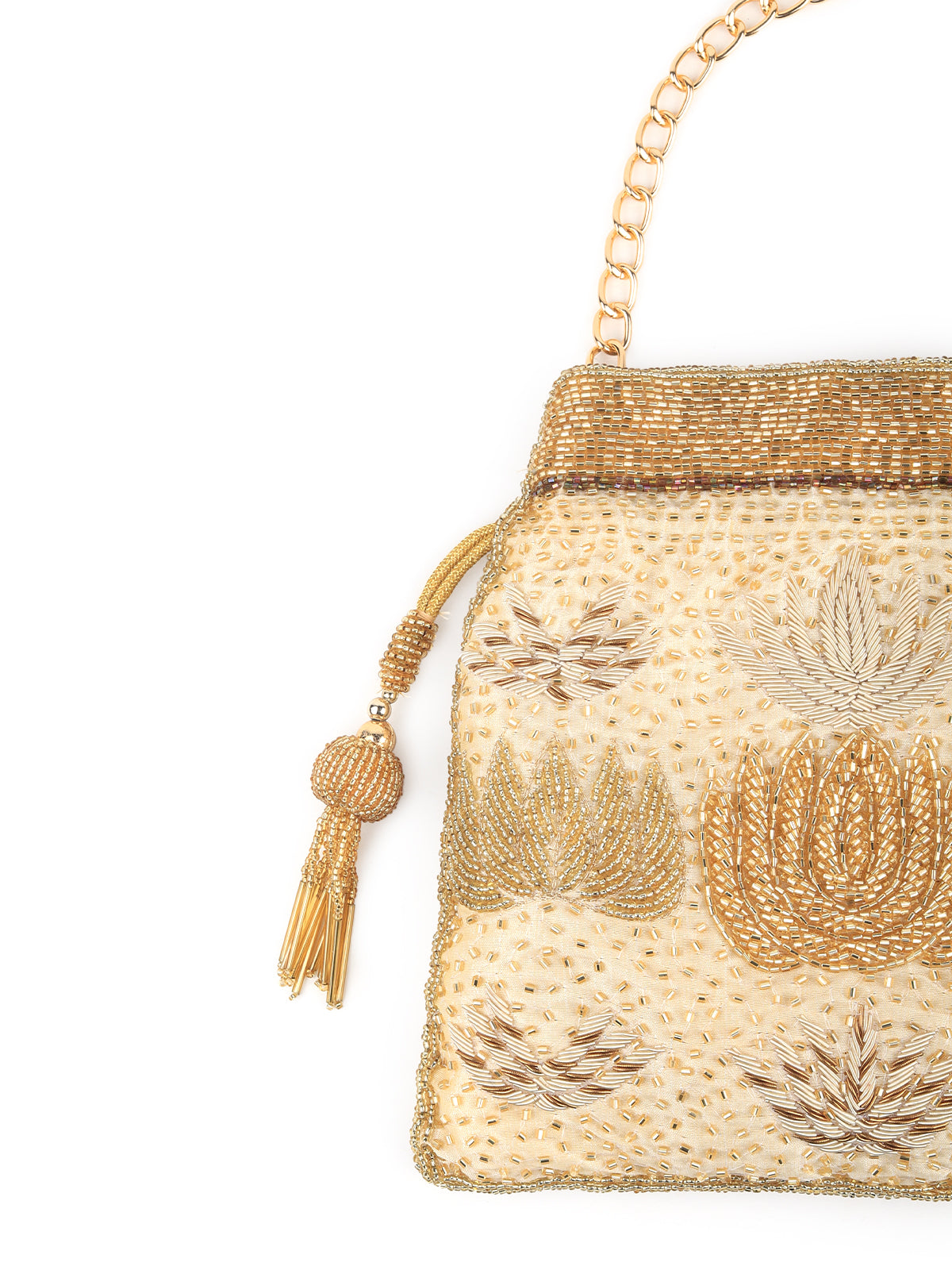 Odette Women Golden Bright Potli Bag