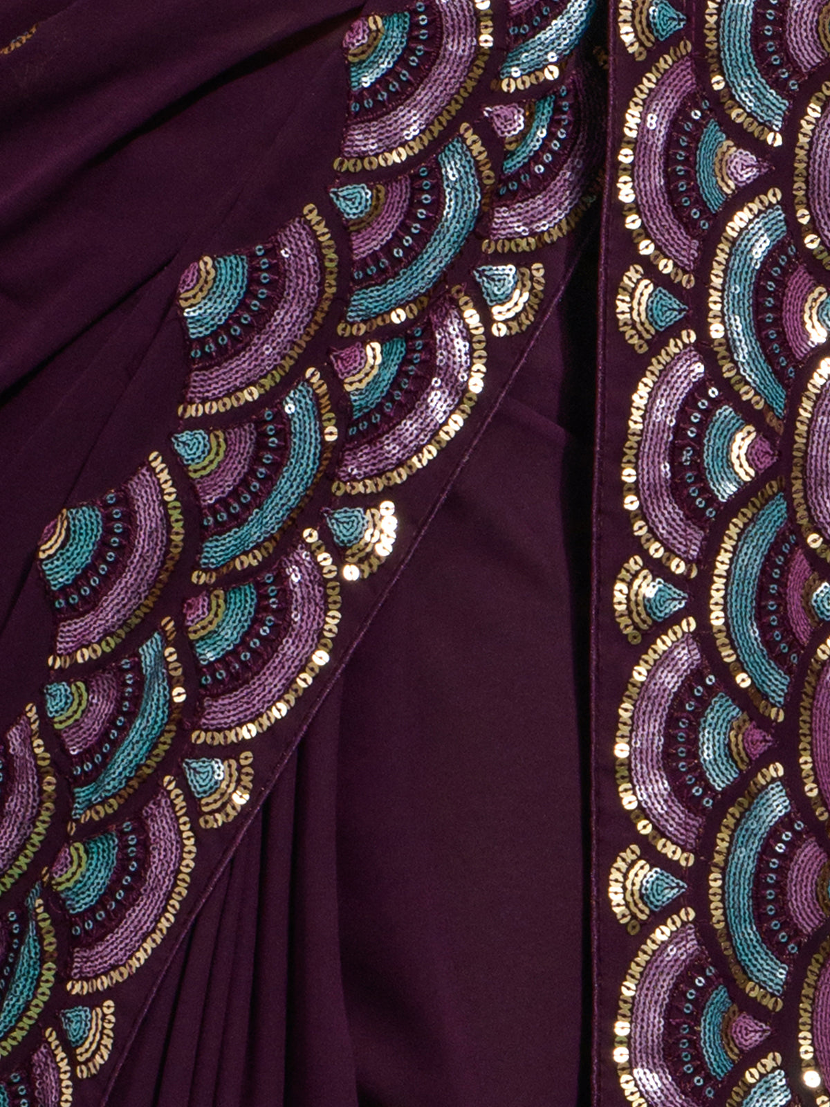 Violet Georgette Saree With Unstitched Blouse
