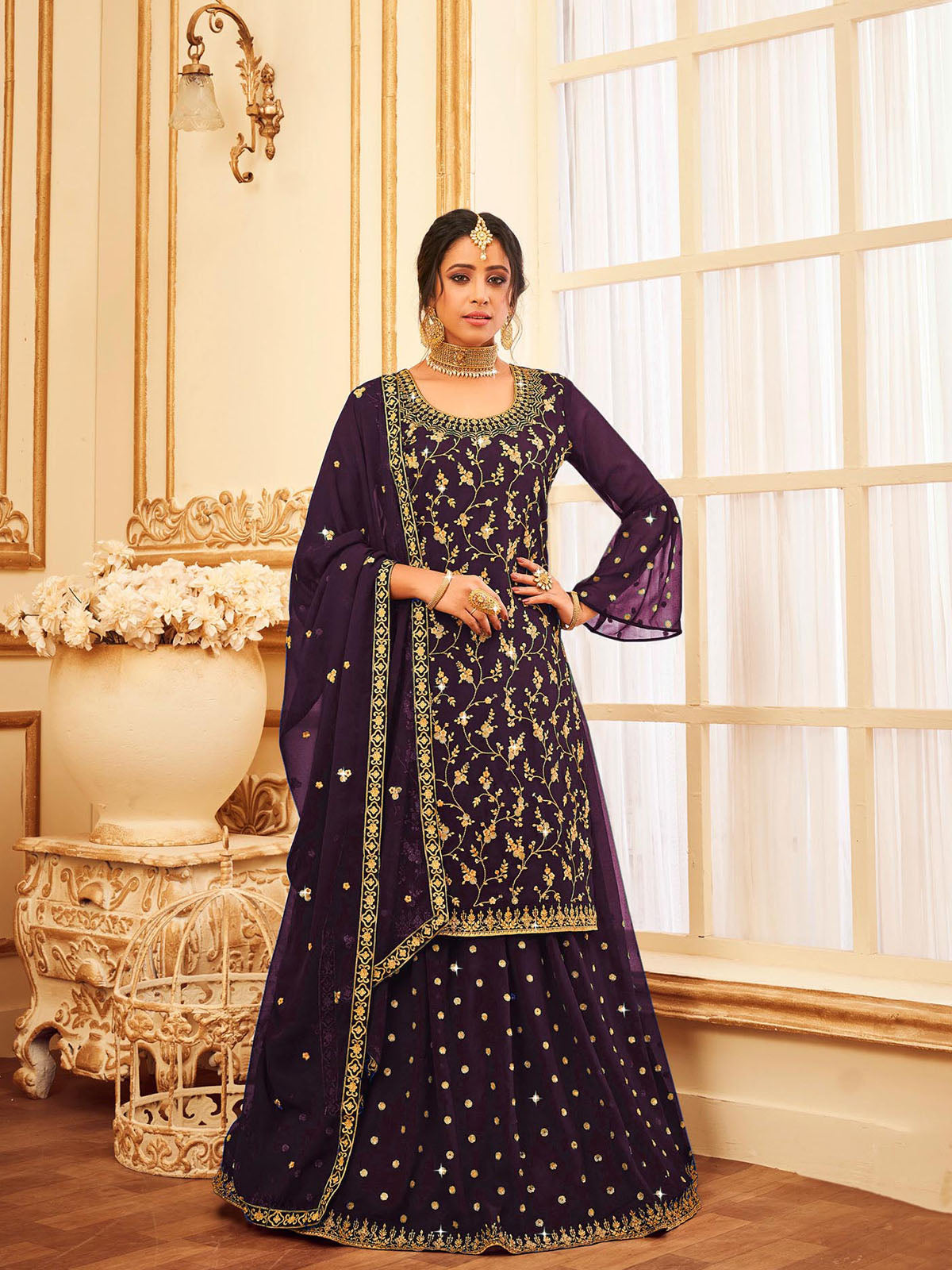 Buy Dark Blue Rabia Long Kurta Paired with Lehenga and Dupatta by RABANI &  RAKHA at Ogaan Online Shopping Site