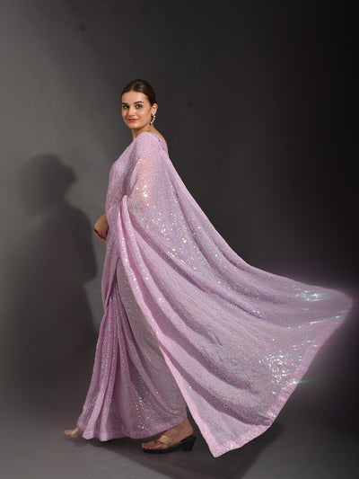 Pink Georgette Designer Saree With Unstitched Blouse
