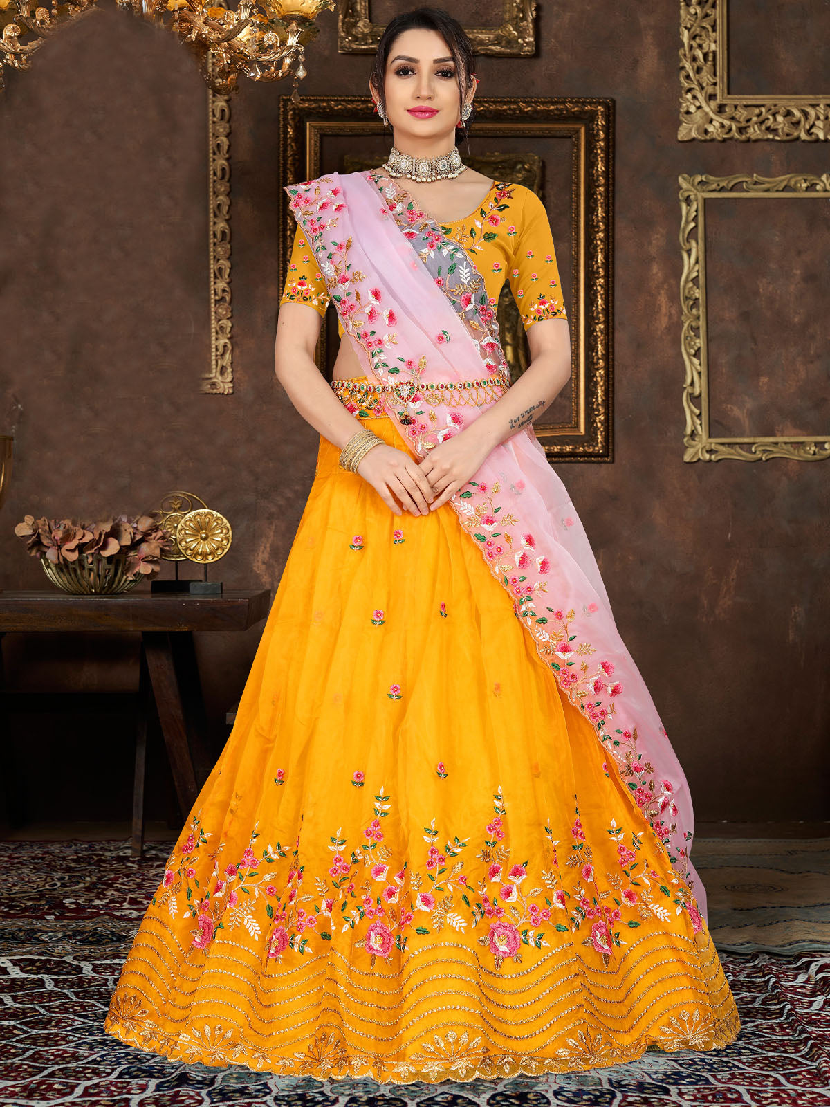 Buy Attractive Orange Lehenga Choli for Women ,indian Designer Ready to  Wear Partywear Lehenga Choli, Jacquard Silkwithweavingzariworklehenga  Online in India - Etsy