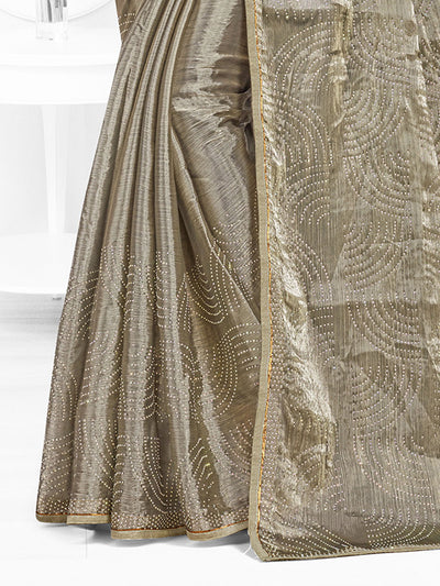 Odette Women Grey Festive Saree With Unstitched Blouse
