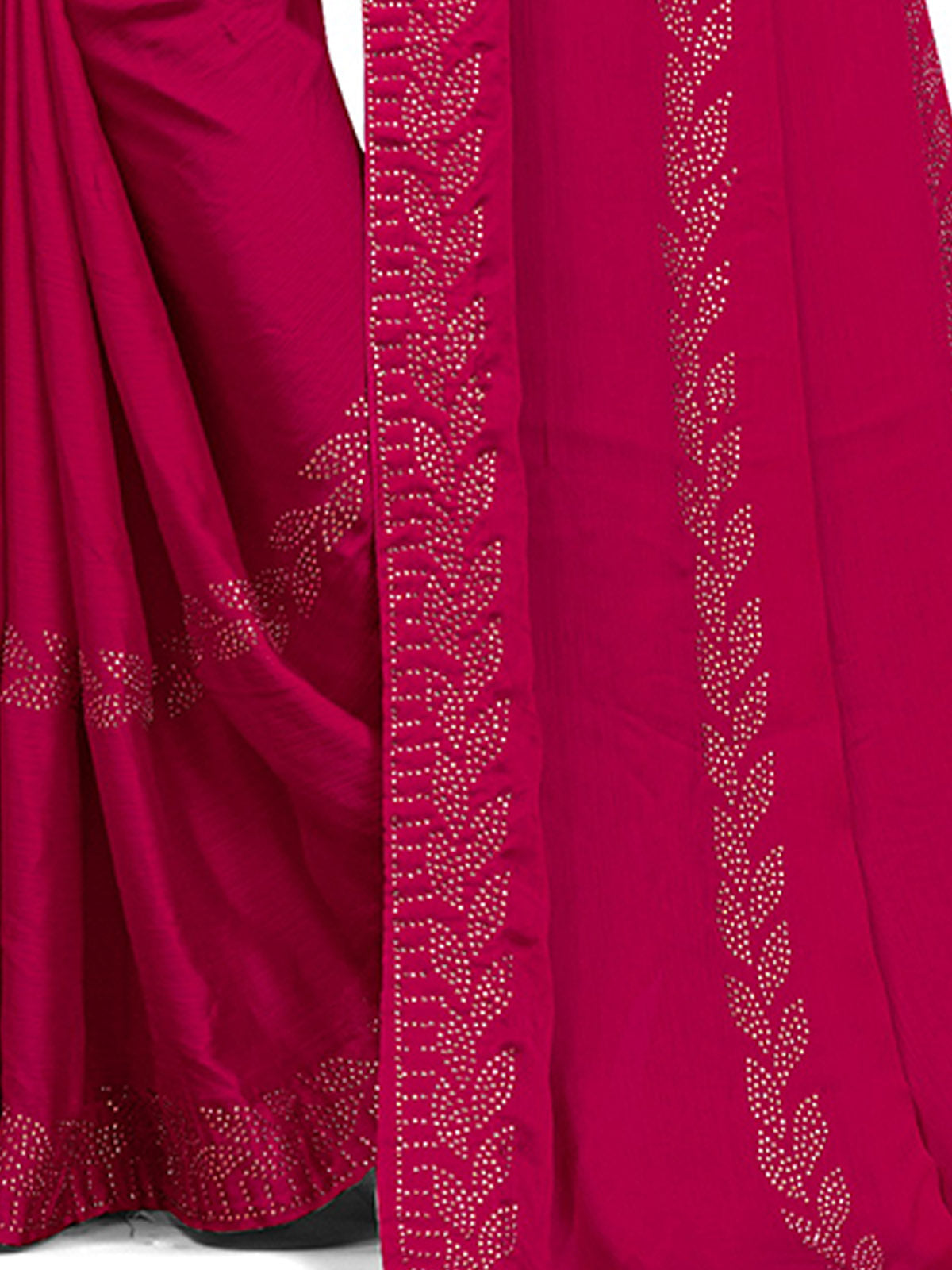 Odette Women Pink Satin Chiffon Embellished Saree With Unstitched Blouse