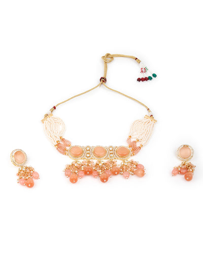 Odette Women Peach Choker Necklace Set
