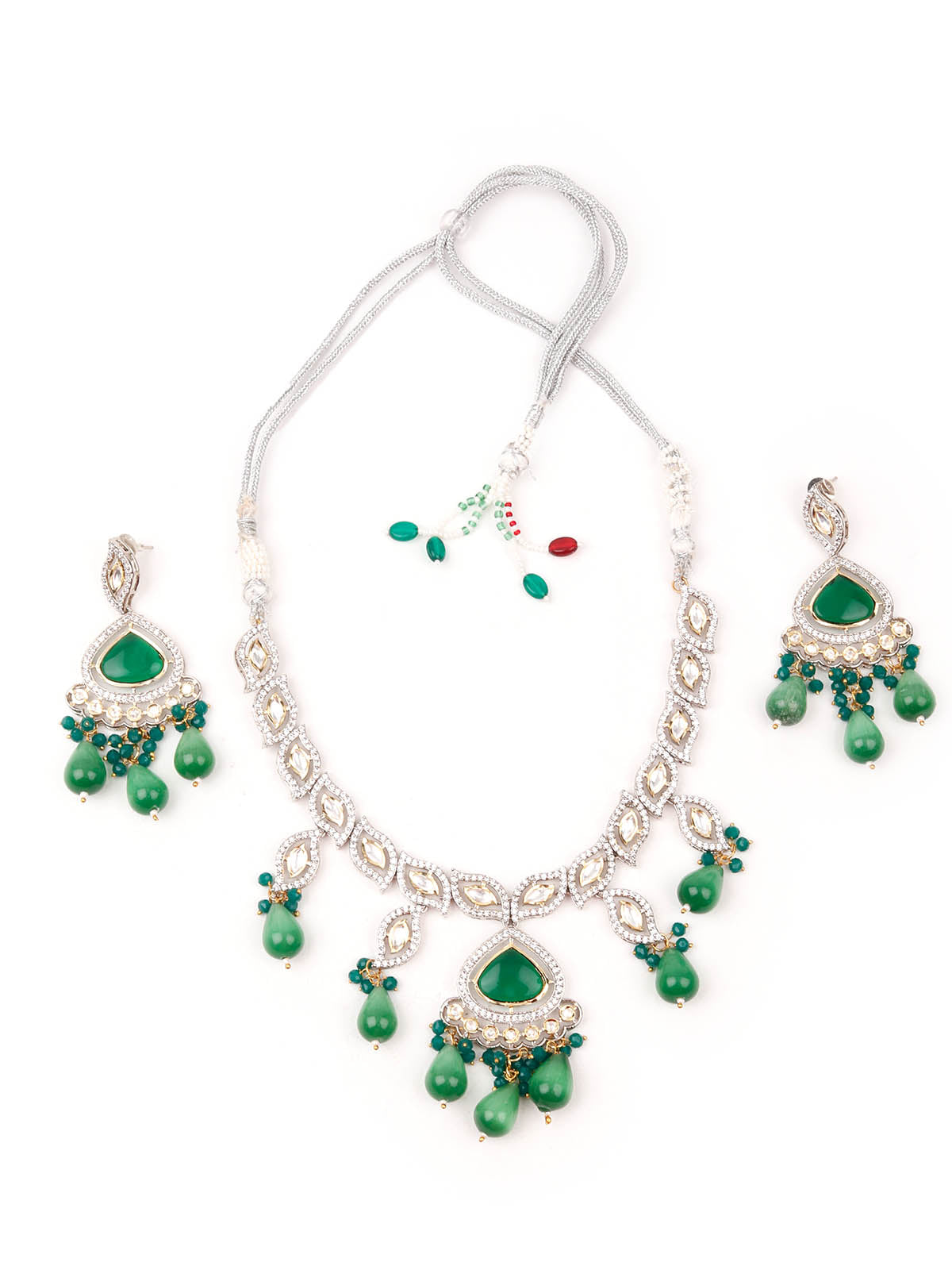 Odette Women Green And White Choker Necklace Set