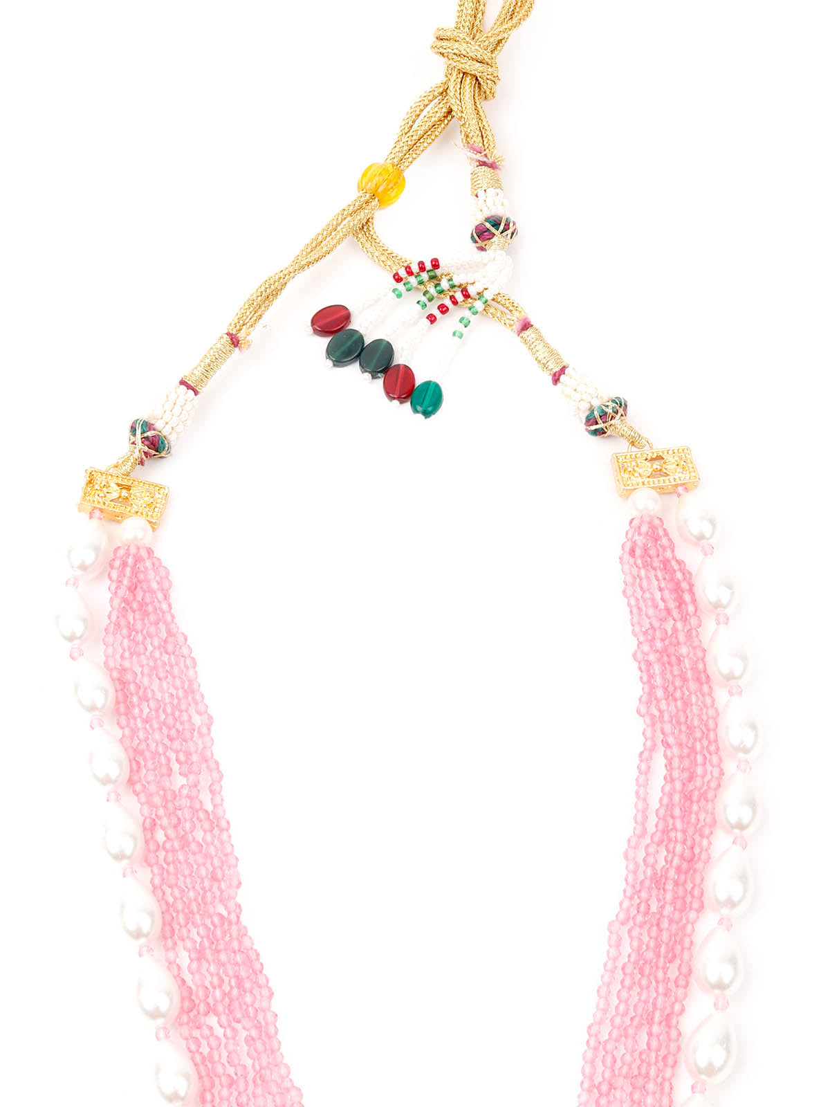 Odette Women Pink And Gold Long Necklace Set