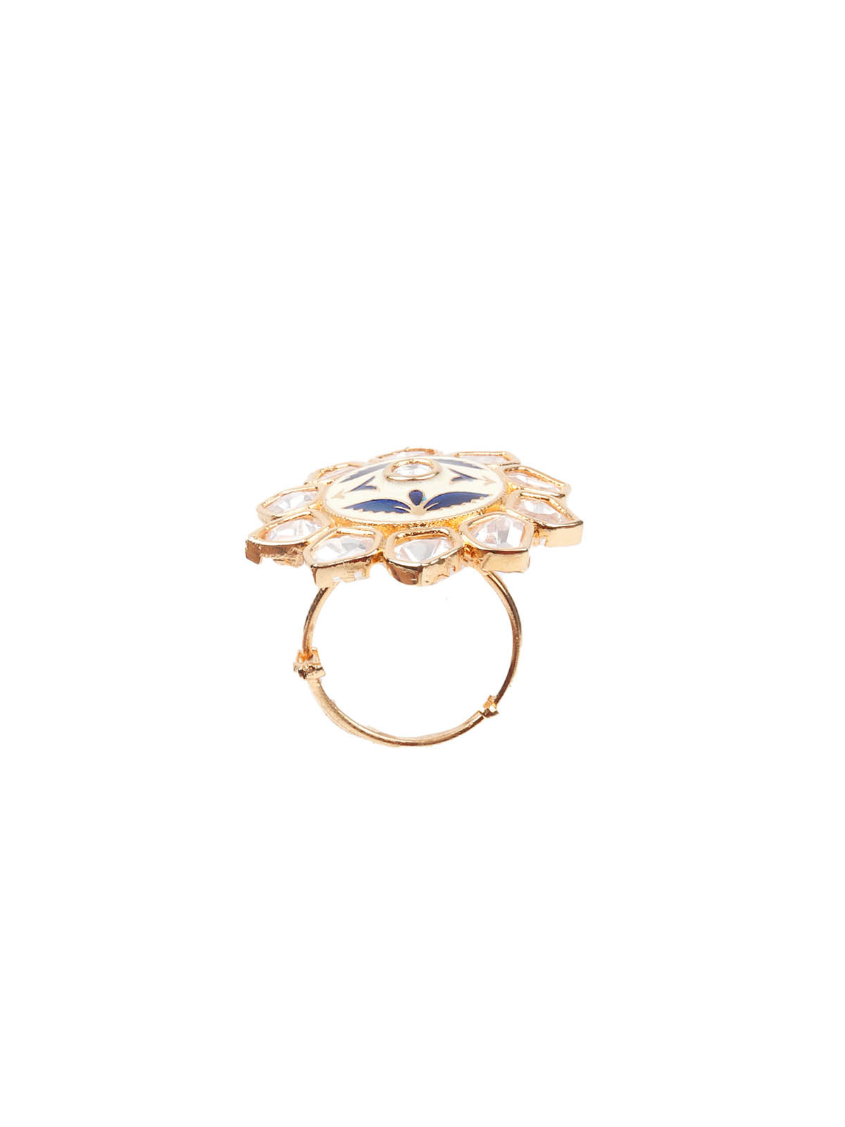 Odette Women White And Blue Mixed Metal Ring