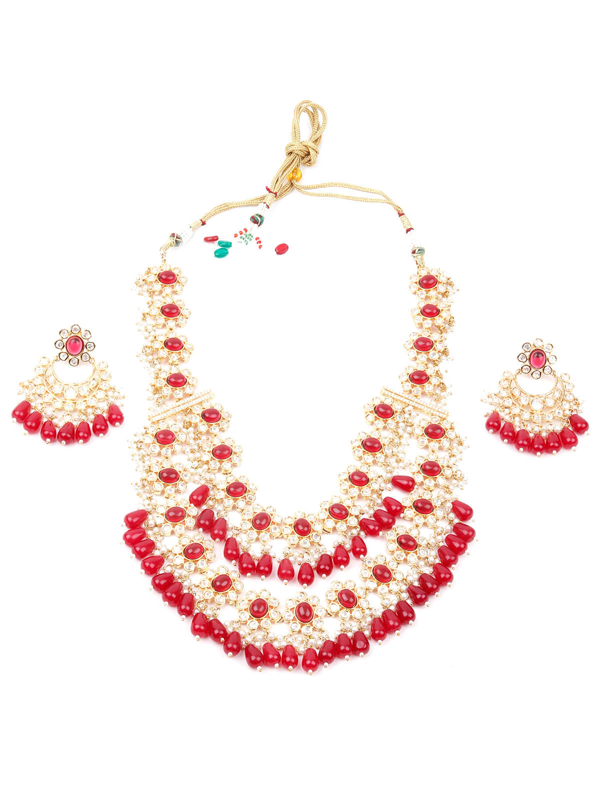 Odette Women White And Red Choker Necklace Set