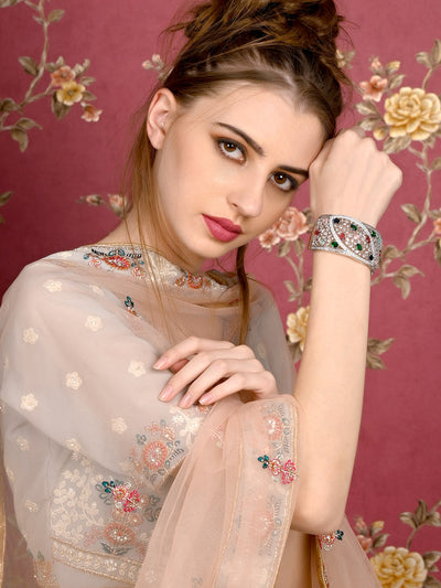 Odette Women Silver And Multicolored Imitation Cuff Bracelet