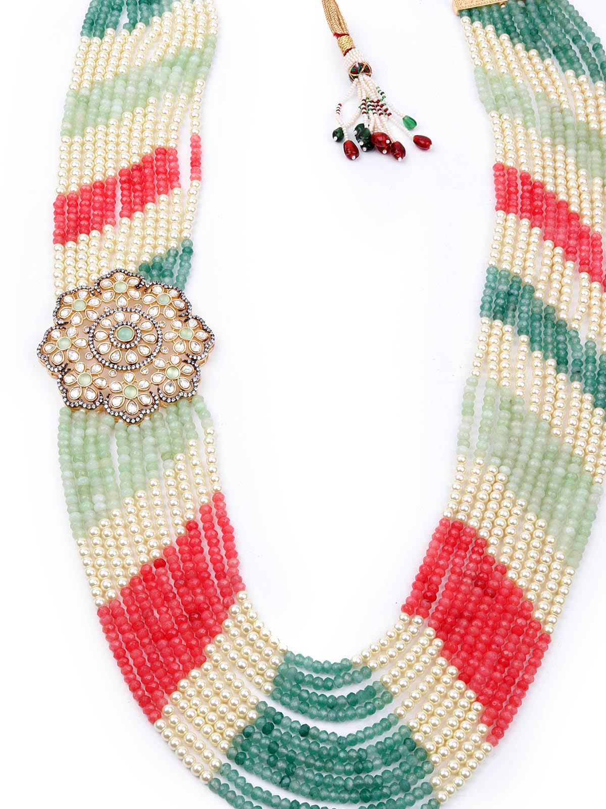 Odette Women Multicolored Long Necklace Set With Brooch