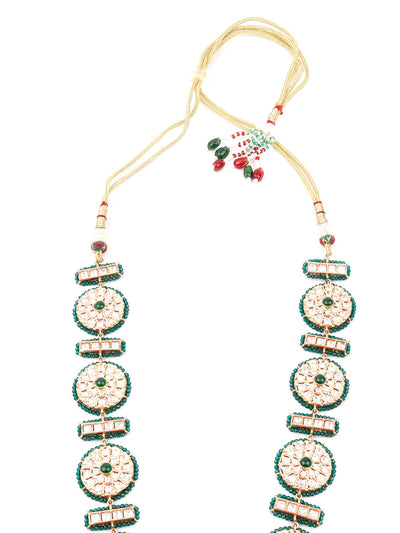Odette Women Green And Gold Long Necklace Set
