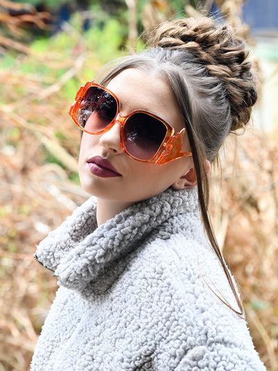 Odette Women Orange And Indigo Oversized Sunglasses