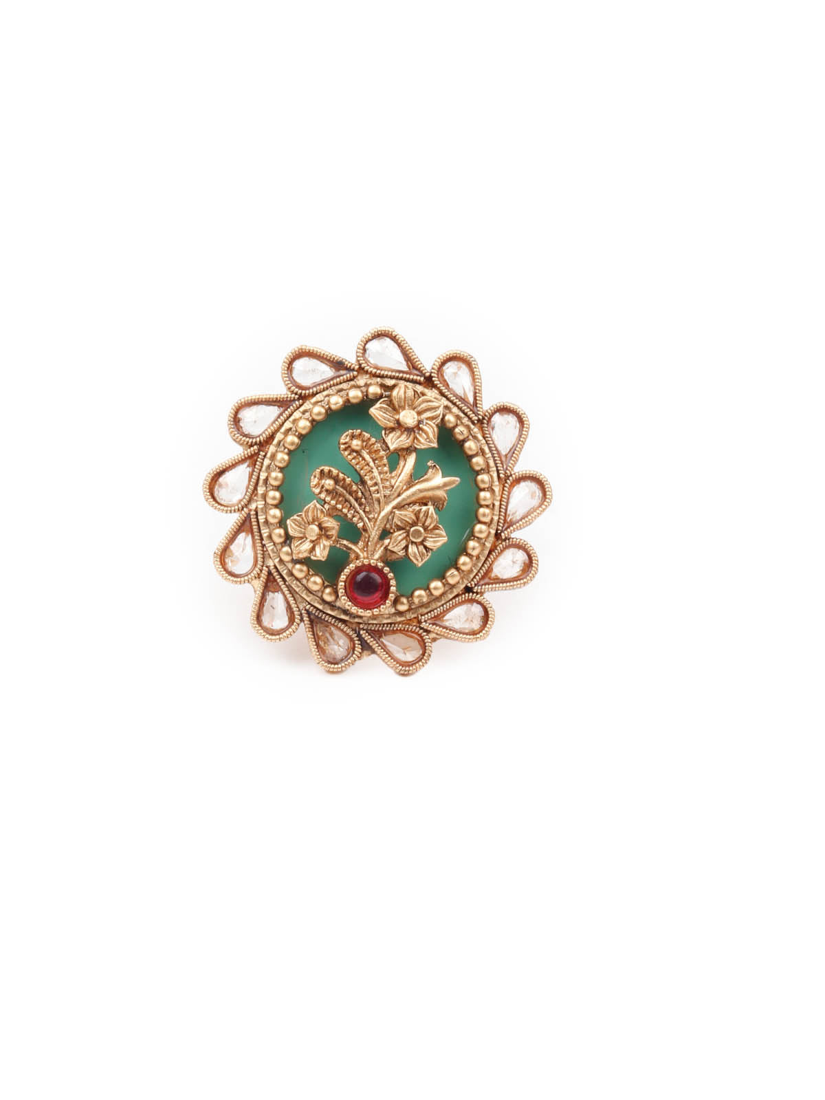 Odette Women Green Mixed Metal Ring