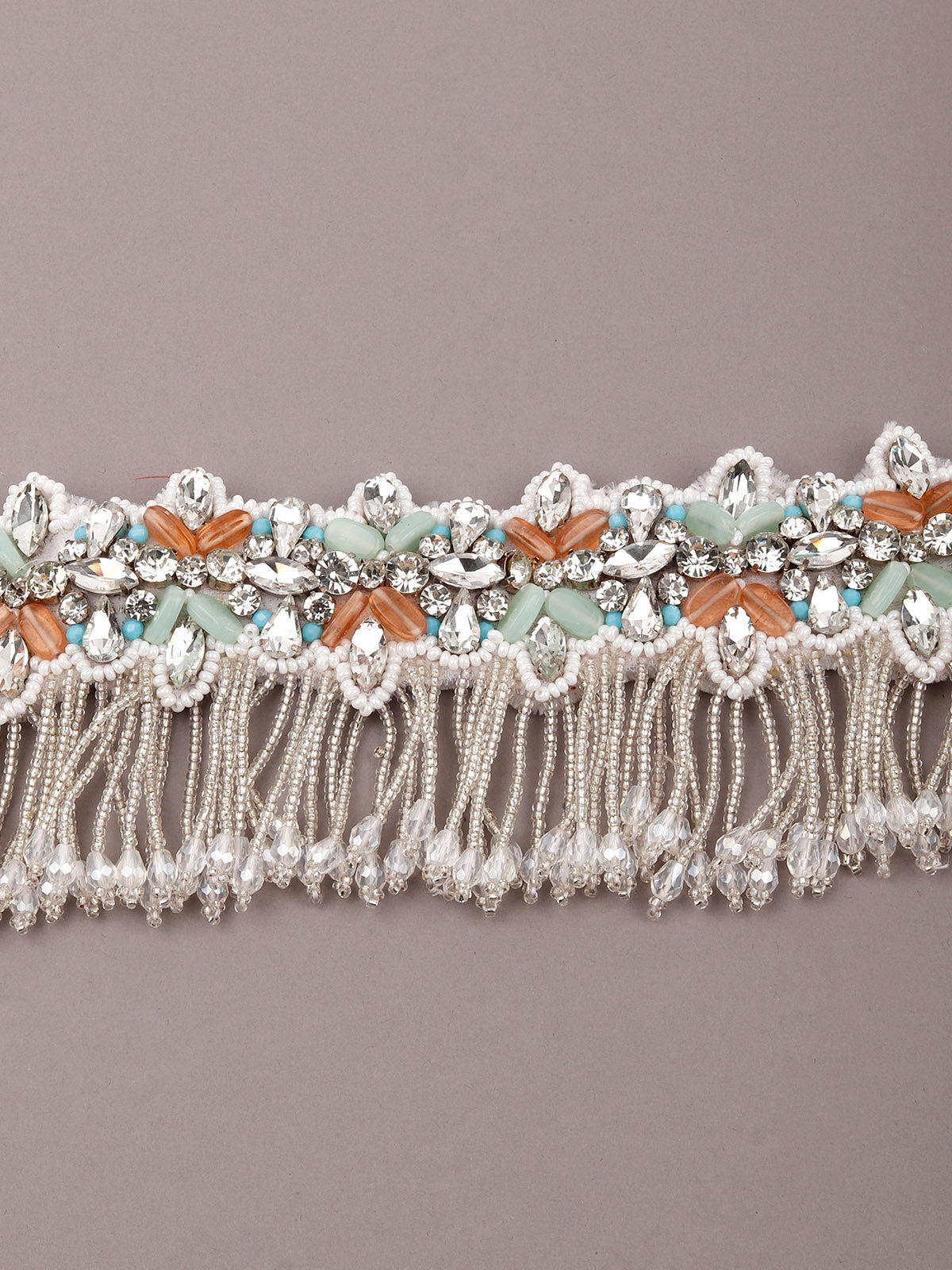 Odette Women Multicolored Embroidered And Tasseled Waist Belt