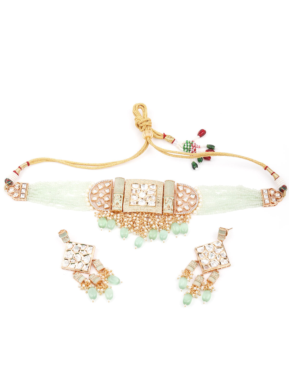 Odette Women Sea Green Choker Necklace Set