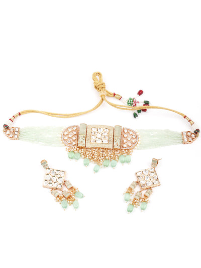 Odette Women Sea Green Choker Necklace Set