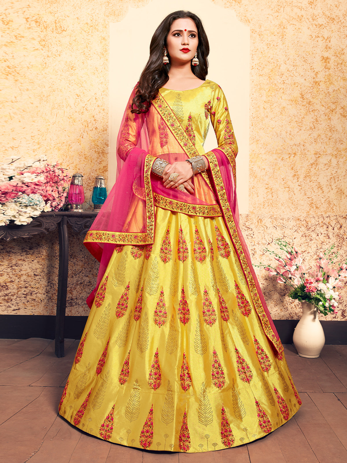Astonishing Pink & Yellow Lehenga Choli | Bridal lehenga online, Designer  lehnga choli, Bridal lehenga collection