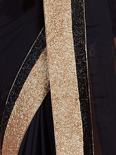 Black Georgette Saree With Unstitched Blouse