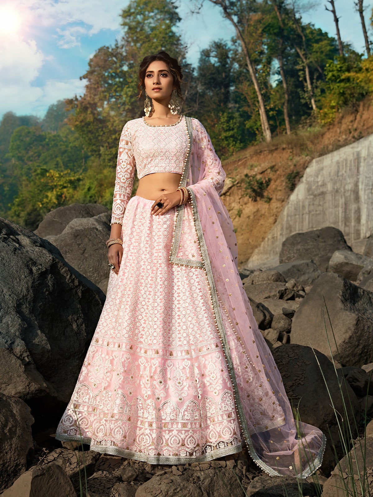Machine Baby Pink Colored Designer Embroidery Work Lehenga Choli at Rs 2969  in Surat