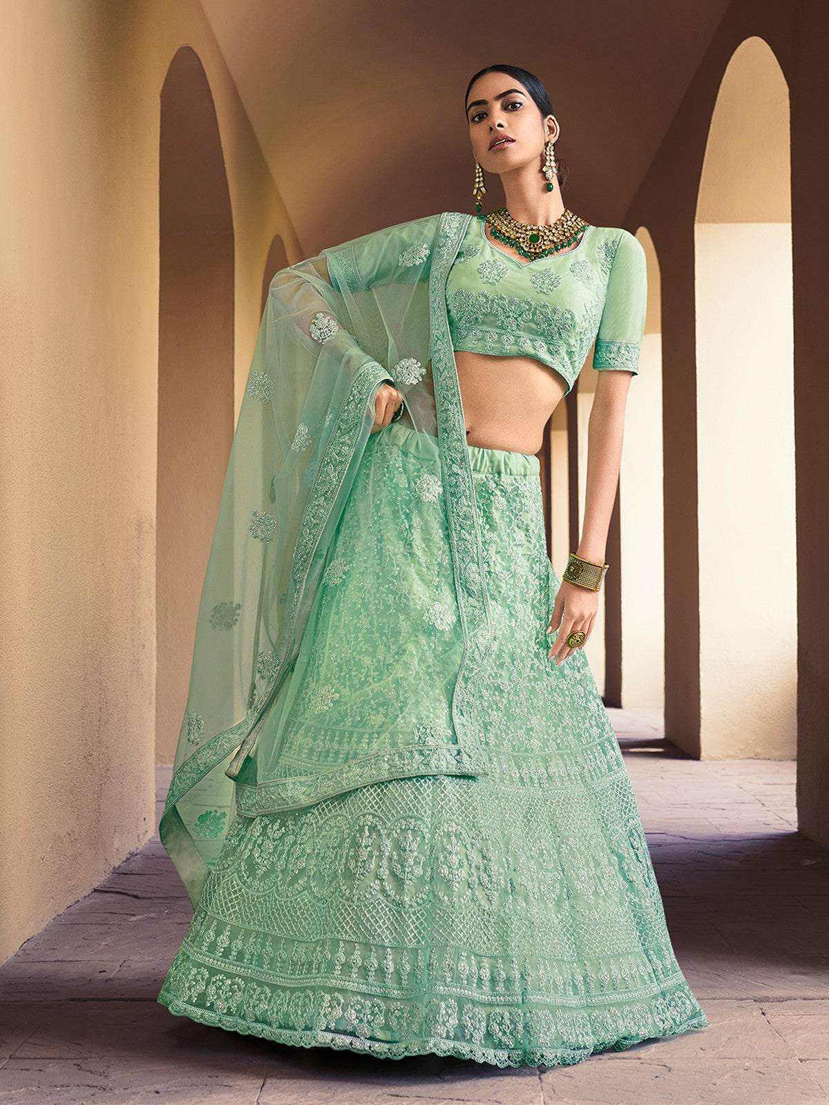 Sea Green Fish Cut Bridal Lehenga Choli, Sea Green Fish Cut Bridal Lehengas  and Sea Green Fish Cut Bridal Ghagra Chaniya Cholis Online Shopping