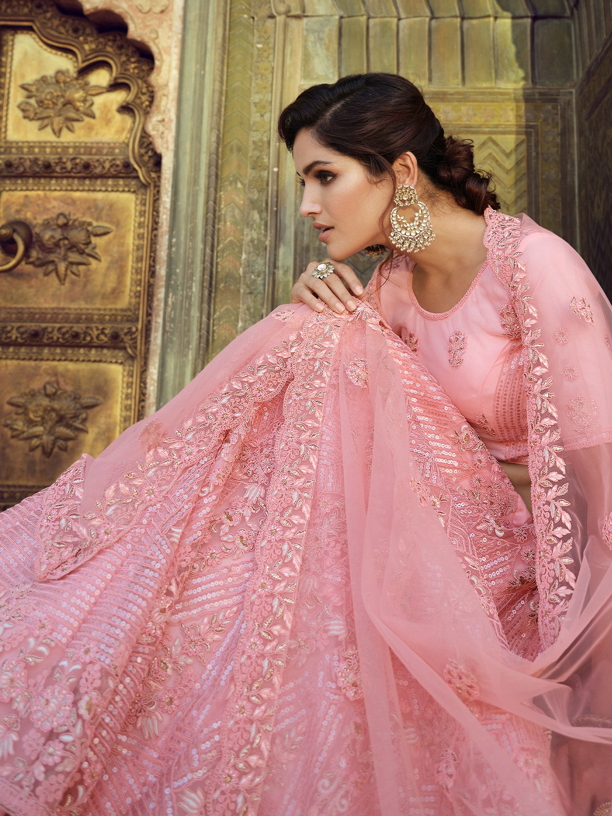 Buy HALFSAREE STUDIO Light Pink Party wear Heavy designer Net Lehenga Choli  Online at Best Prices in India - JioMart.