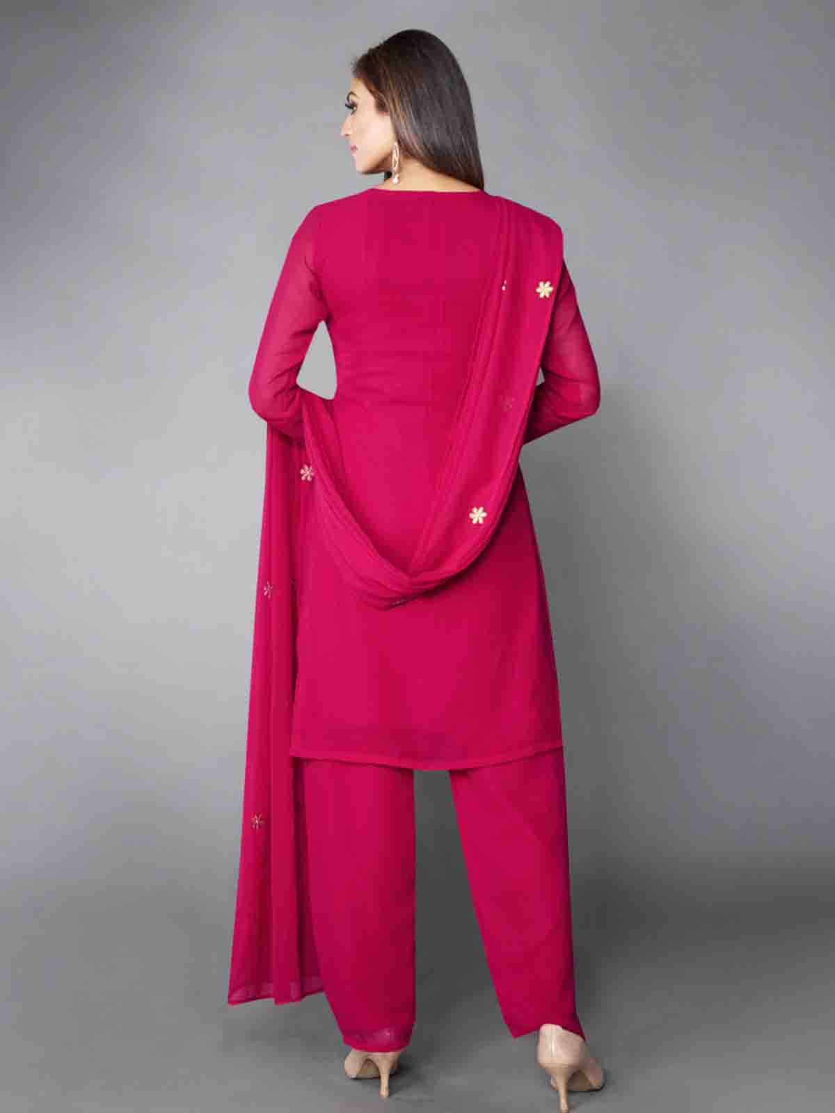 Odette Women Fancy Pink Semi Stitched Kurta Set