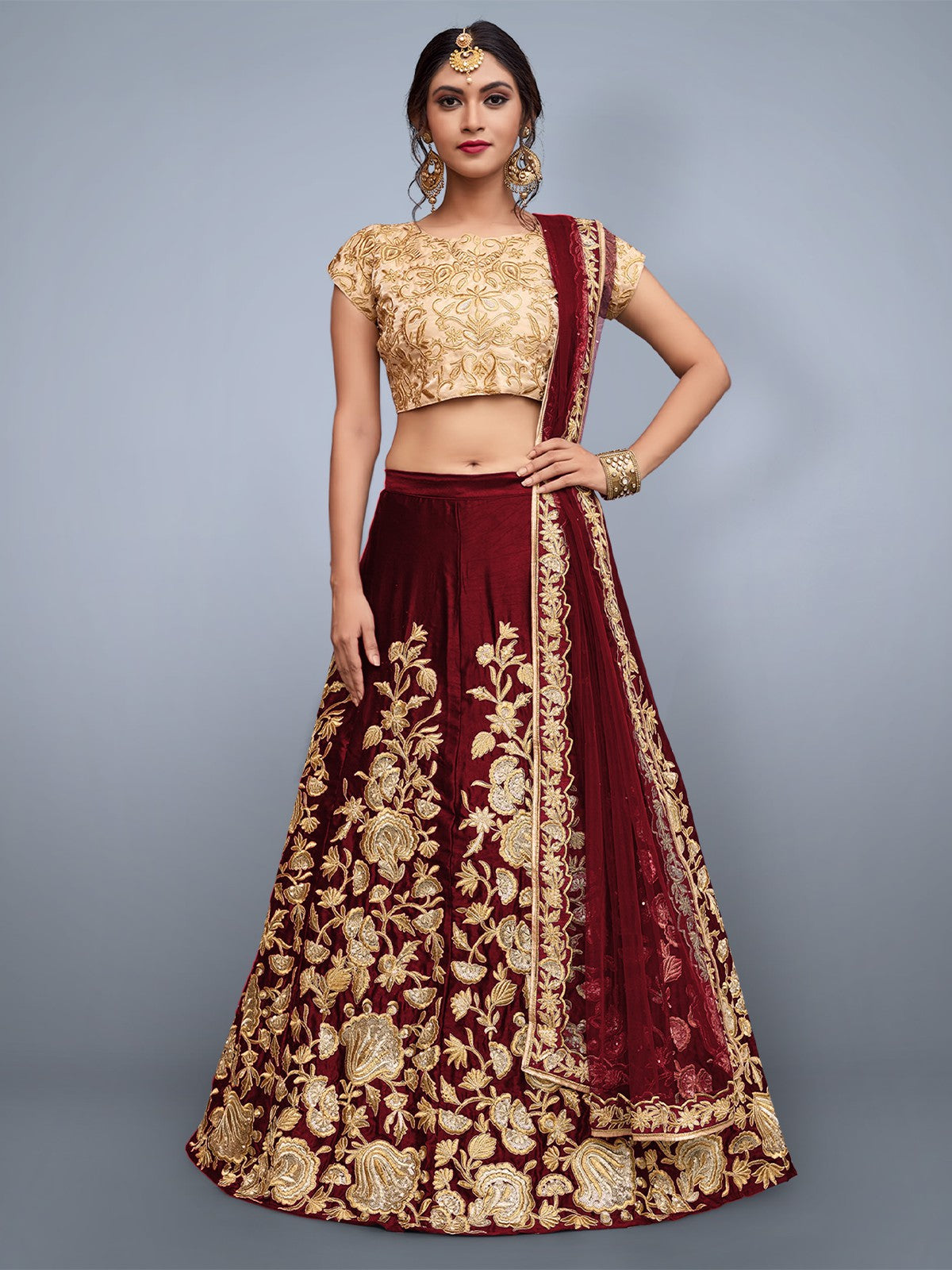 Maroon Color Party Wear Embroidery Work Lehenga Blouse Design –  TheDesignerSaree
