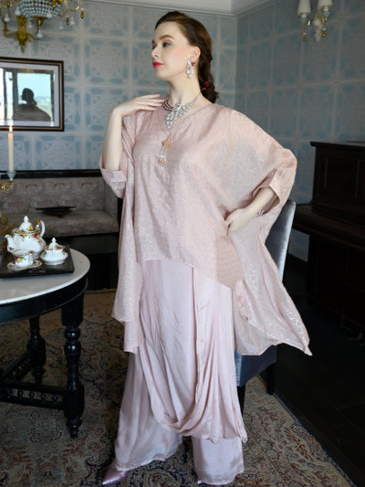 Odette Women Lilac Crepe Designer Stitched Indo-Western Co Ord Set