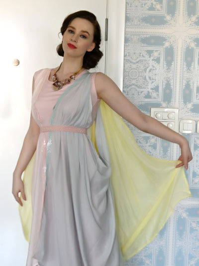 Odette Women Light Pink Crepe Designer Stitched Indo-Western Dress