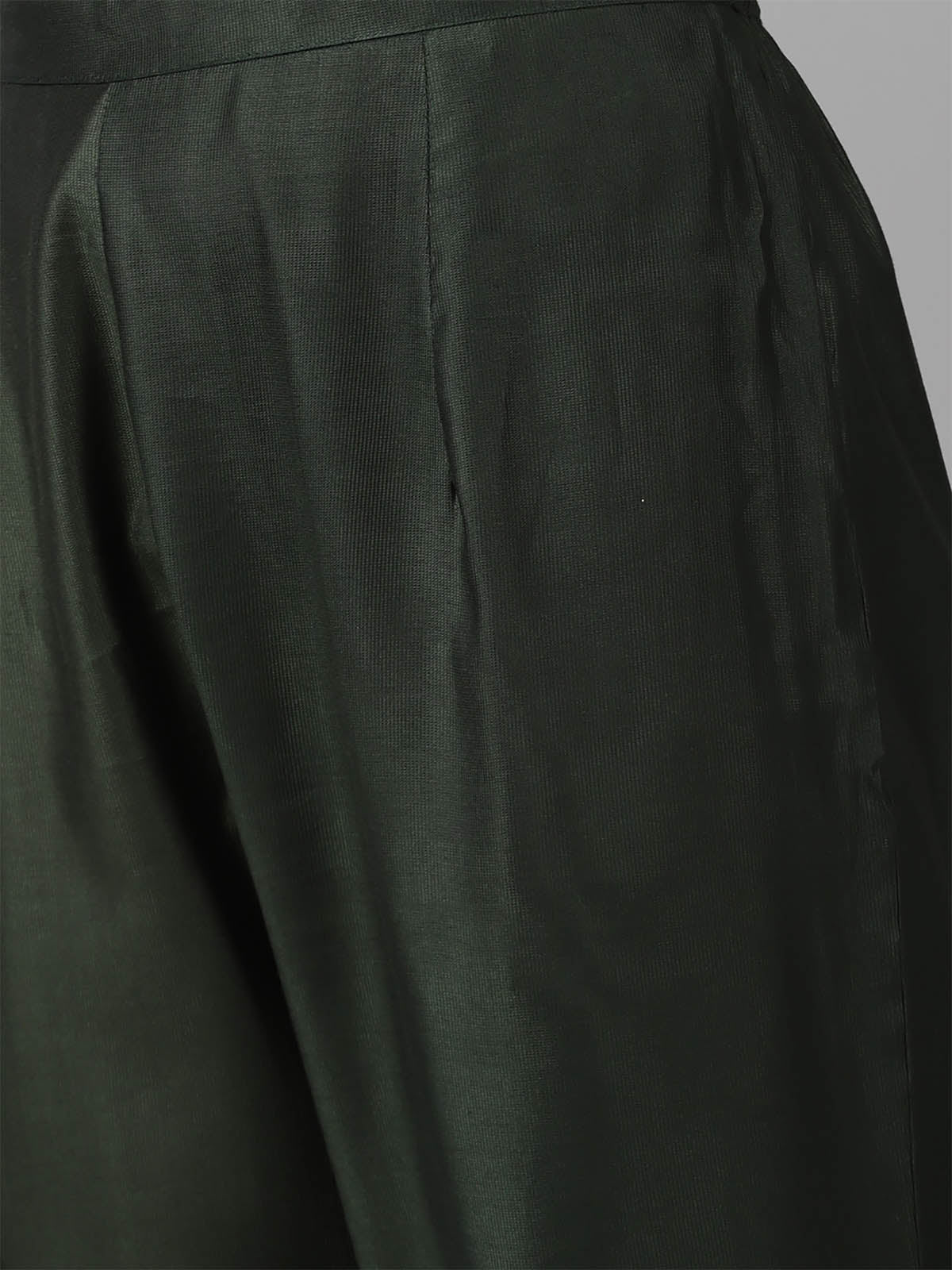 Odette Women Green Solid Angrakha Stitched Kurta Trouser Set