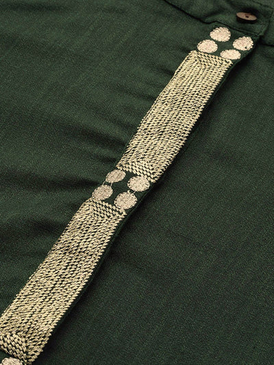 Odette Women Green Solid Straight Stitched Kurta Trouser With Dupatta Set