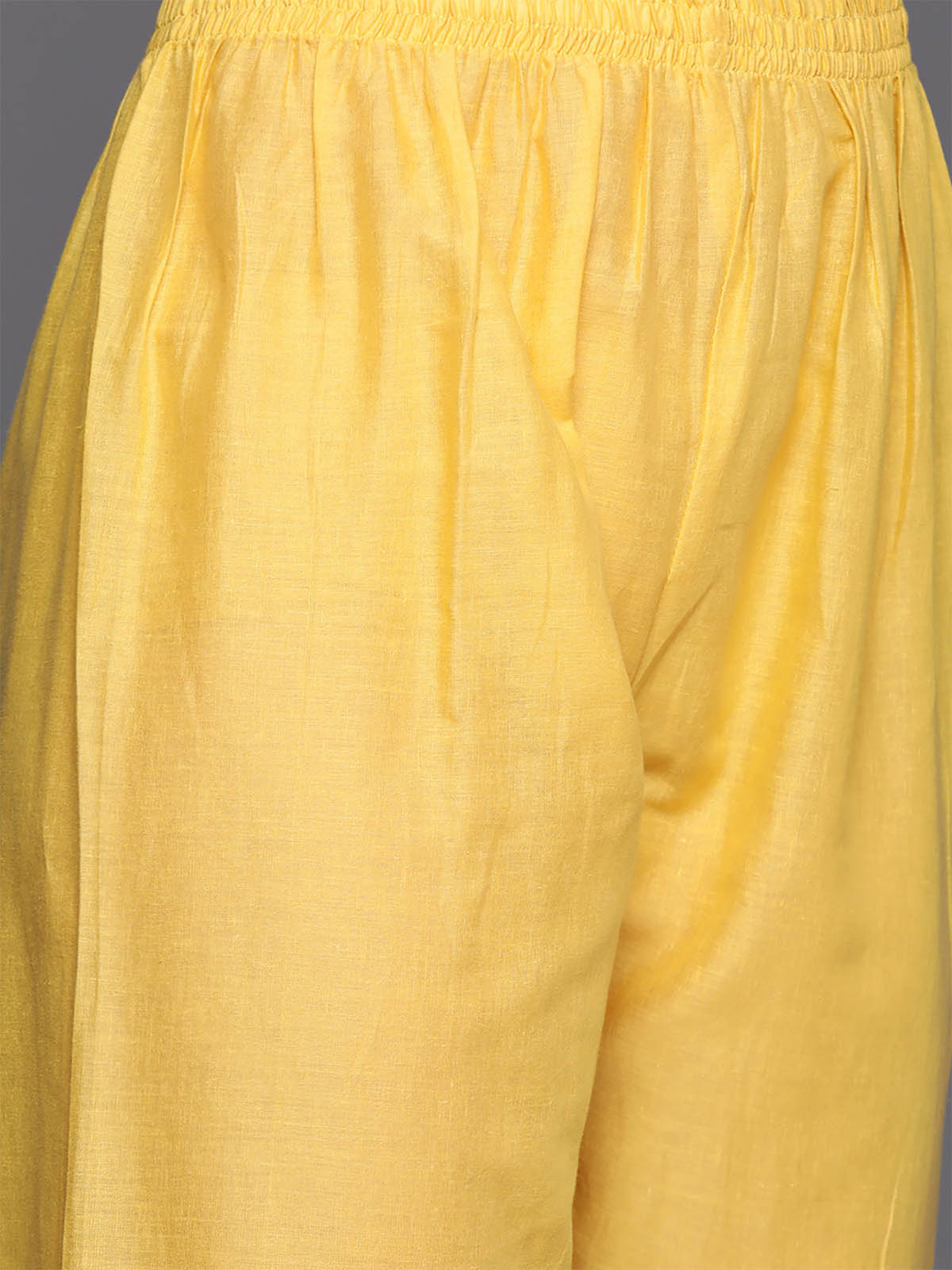 Odette Women Mustard Stitched Kurta Trousers Dupatta Set