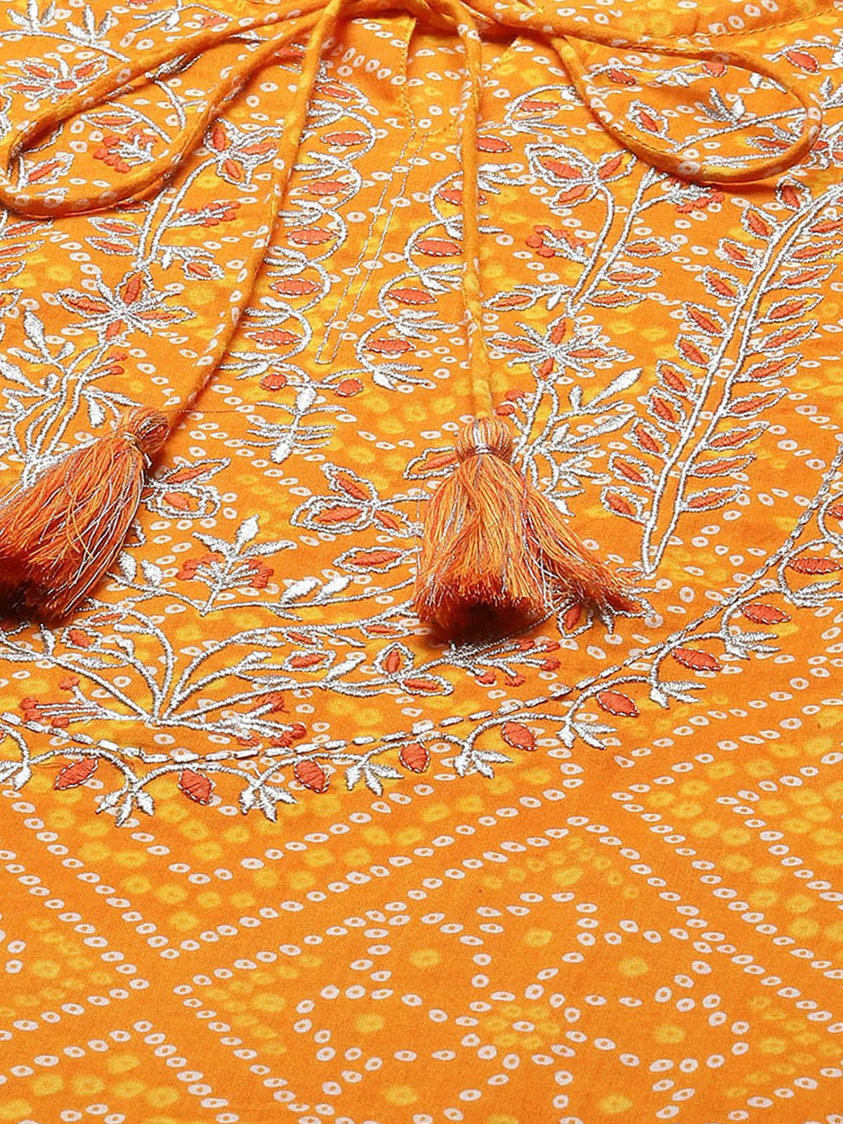 Orange Printed Straight Stitched Kurta Palazzo Set