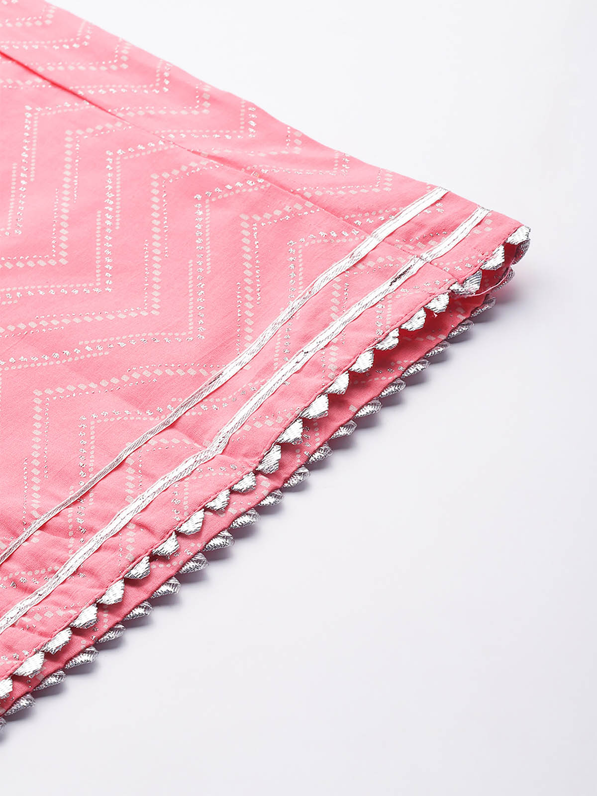 Odette Women Pink Printed Straight Stitched Kurta Palazzo Dupatta Set