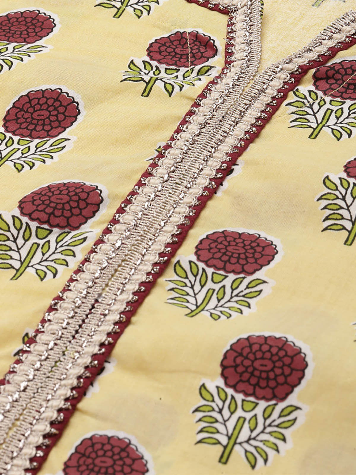 Odette Women Yellow Printed Straight Stitched Kurta Palazzo Set