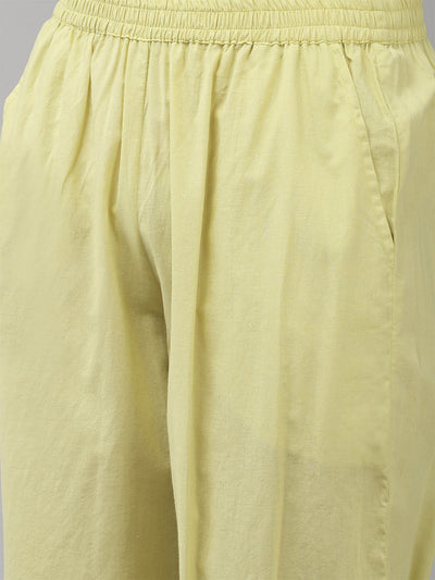 Odette Women Yellow Printed Stitched Kurta Set