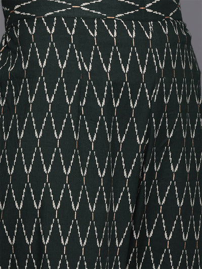 Odette Women Green Embroidered Straight Stitched Kurta Palazzo With Dupatta Set