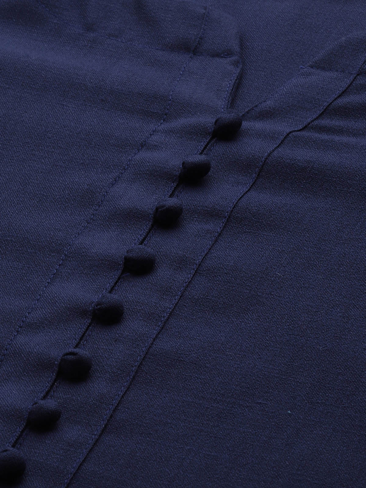 Odette Women Dark Blue Straight Stitched Kurta Palazzo Dupatta Set