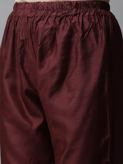Odette Women Maroon Straight Stitched Kurta Trouser With Dupatta Set