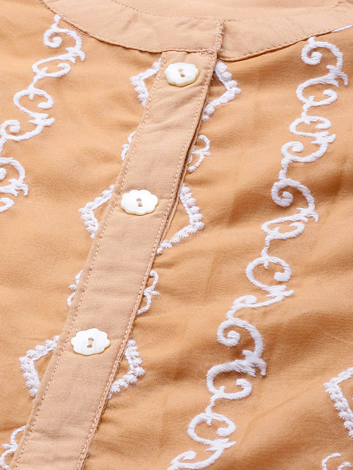 Peach Embroidered Straight Stitched Kurta Trouser With Dupatta Set