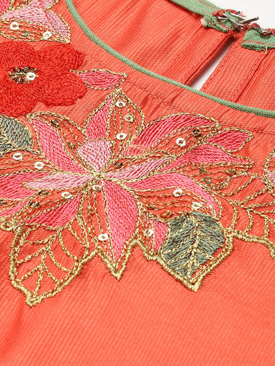 Odette Women Pink Embroidered Straight Stitched Kurta Set