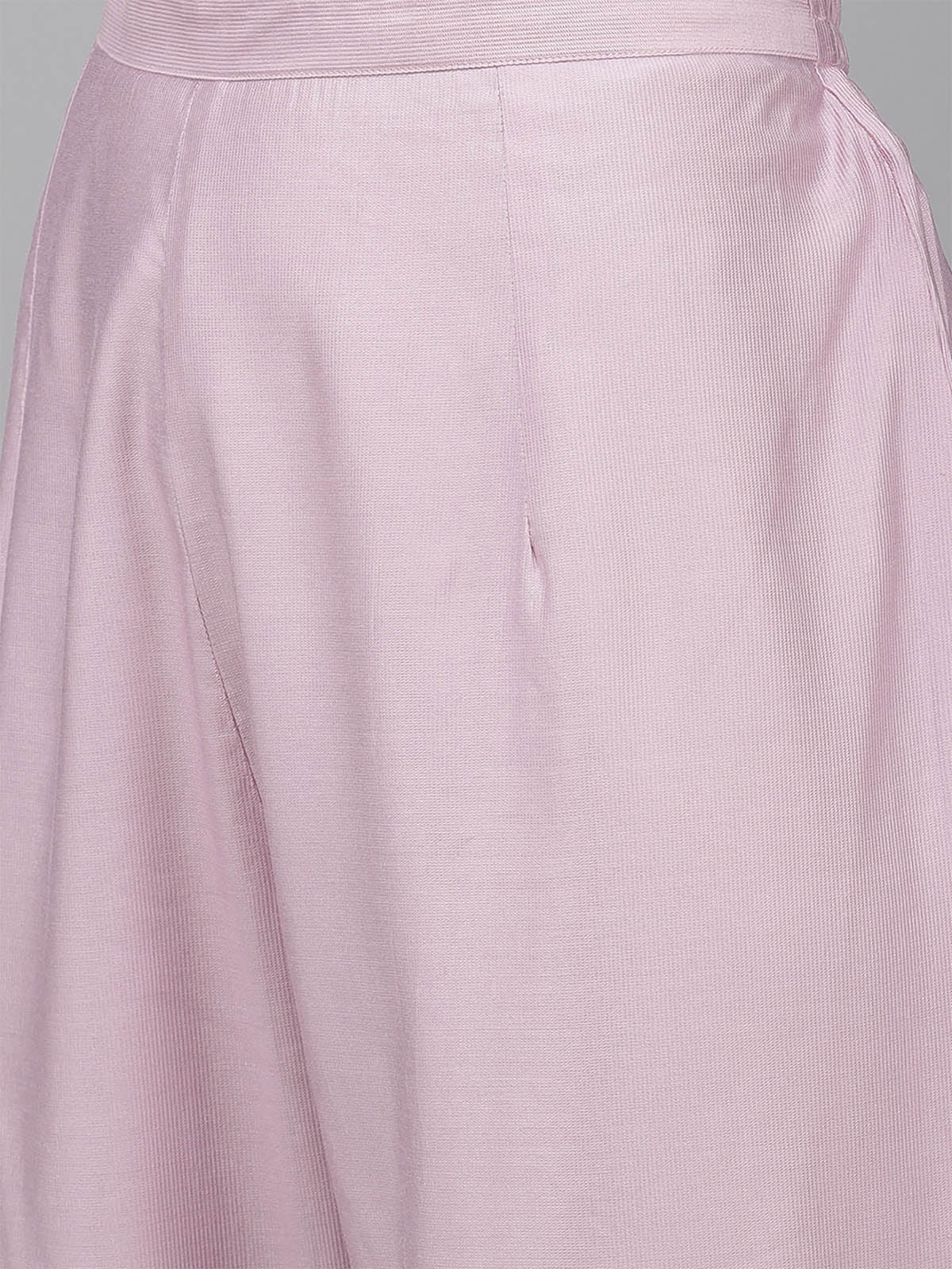 Odette Women Pink Solid A-Line Stitched Kurta Trouser With Dupatta Set