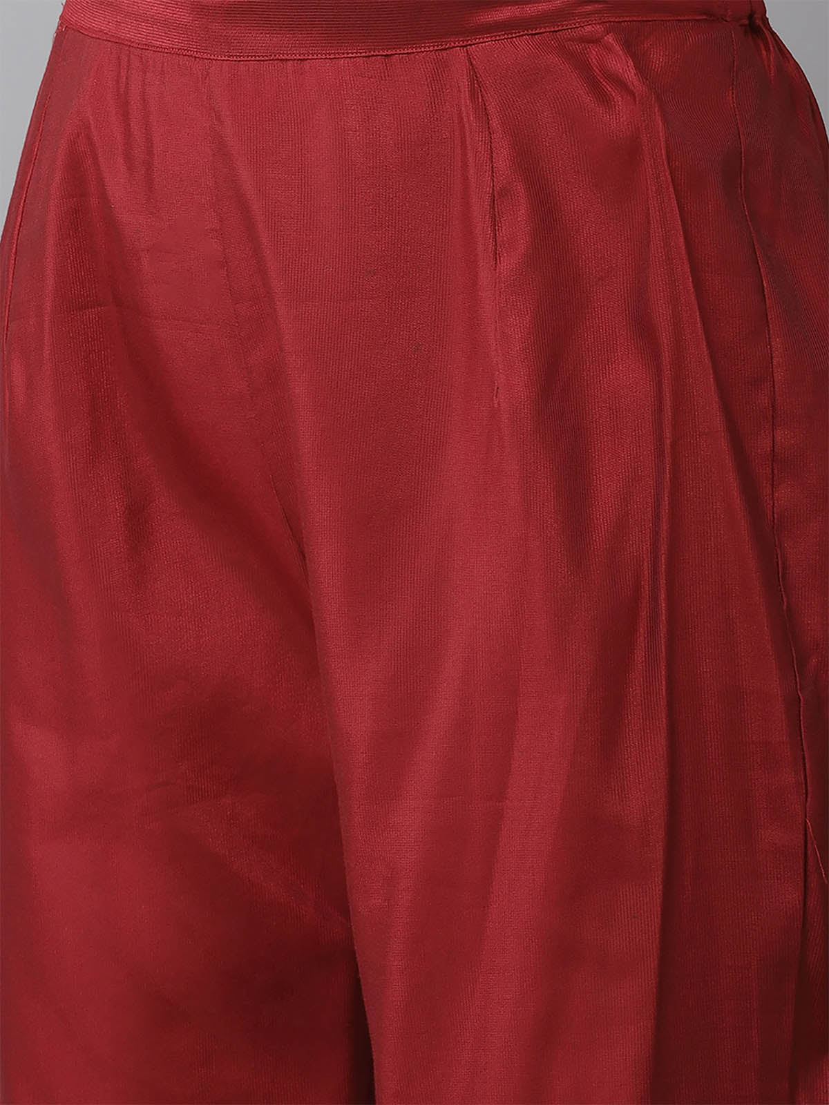 Odette Women Red Solid Straight Stitched Kurta Set