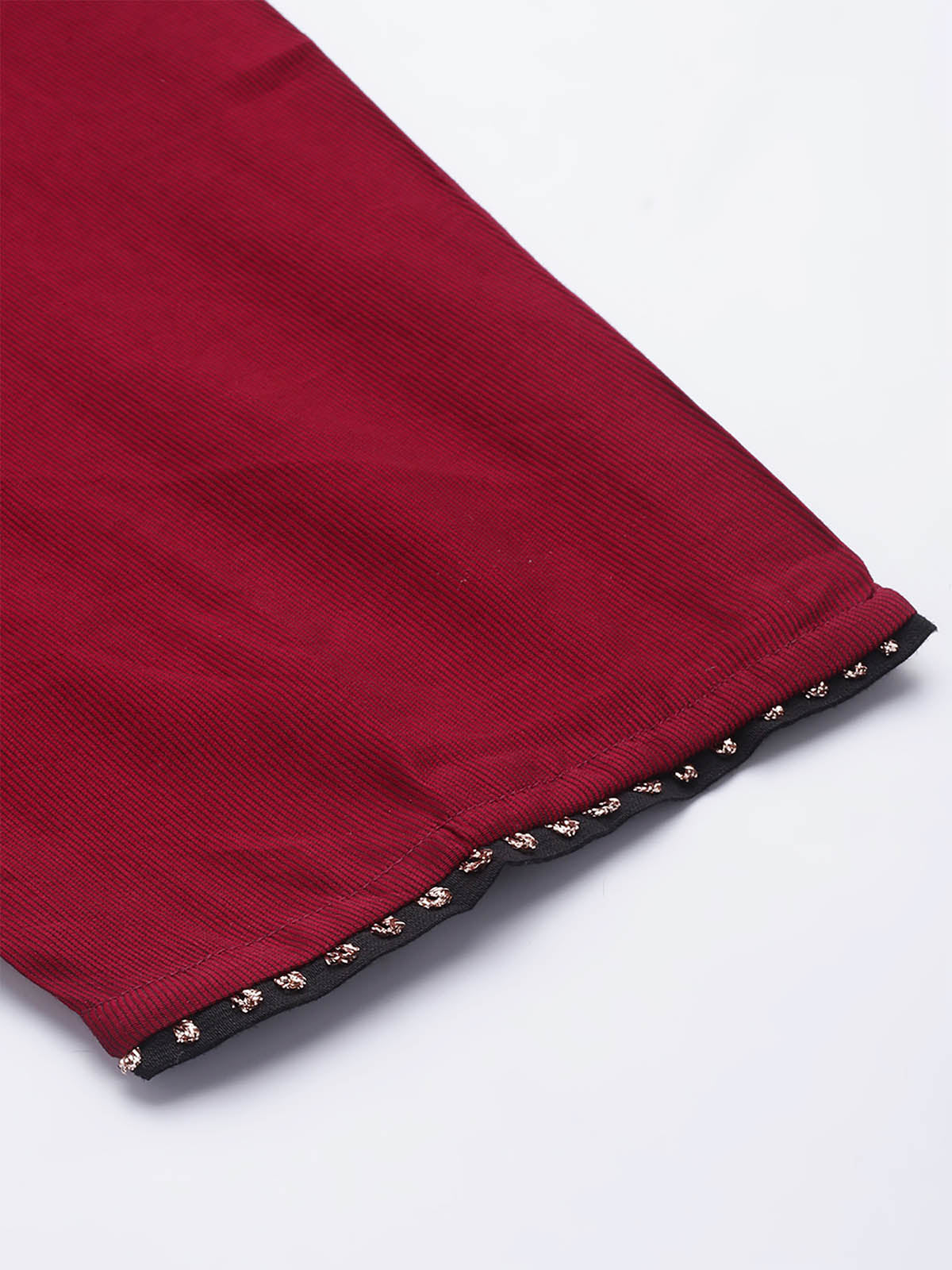 Maroon Embroidered Straight Stitched Kurta Trouser Set