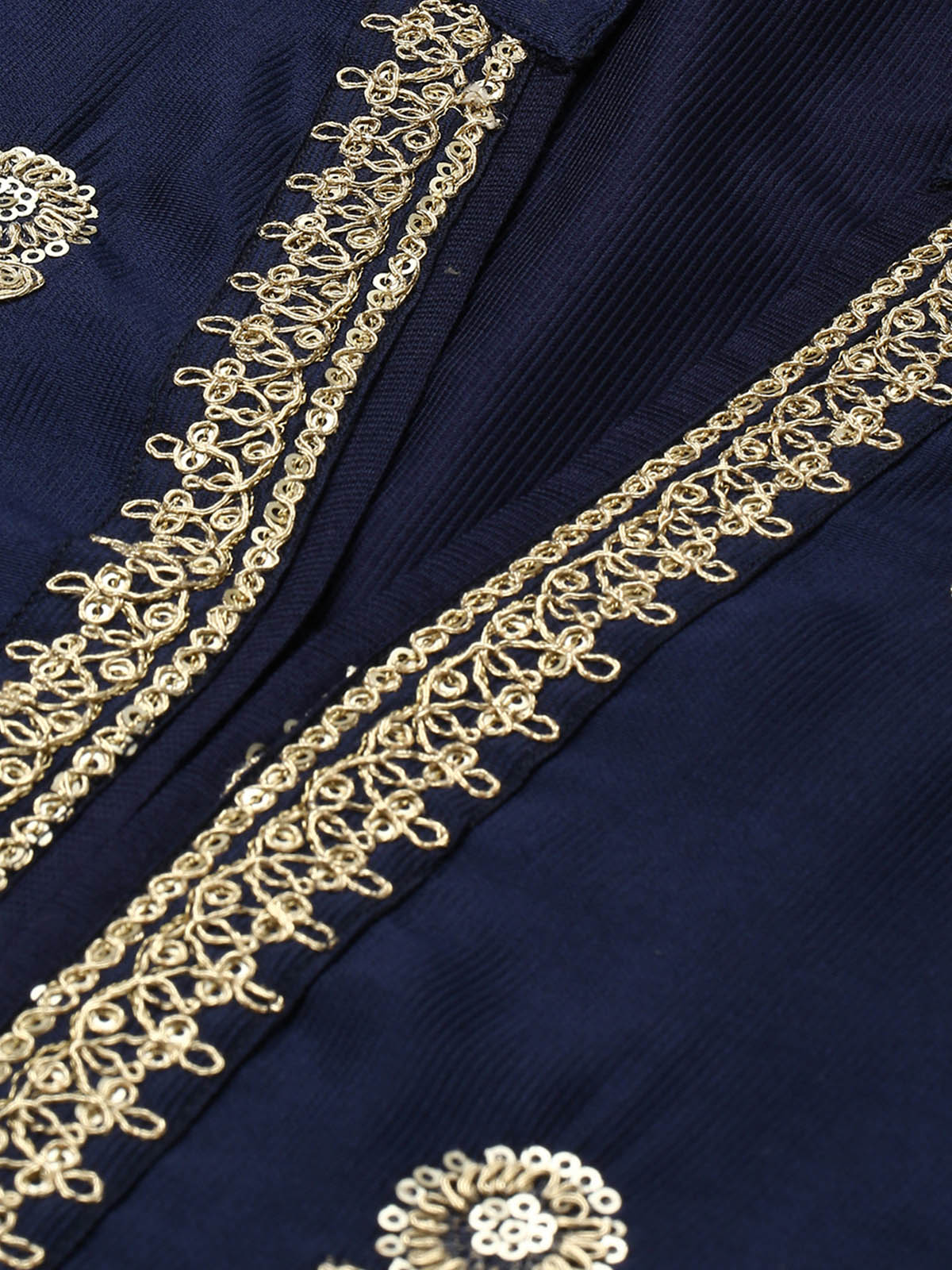 Navy Blue Embroidered Straight Stitched Kurta Set
