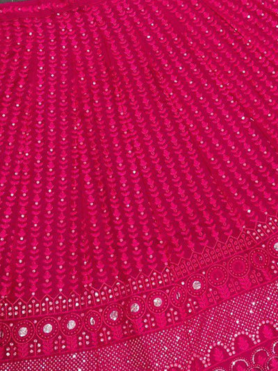 Designer Pink Semi Stitched Lehenga With  Unstitched Blouse