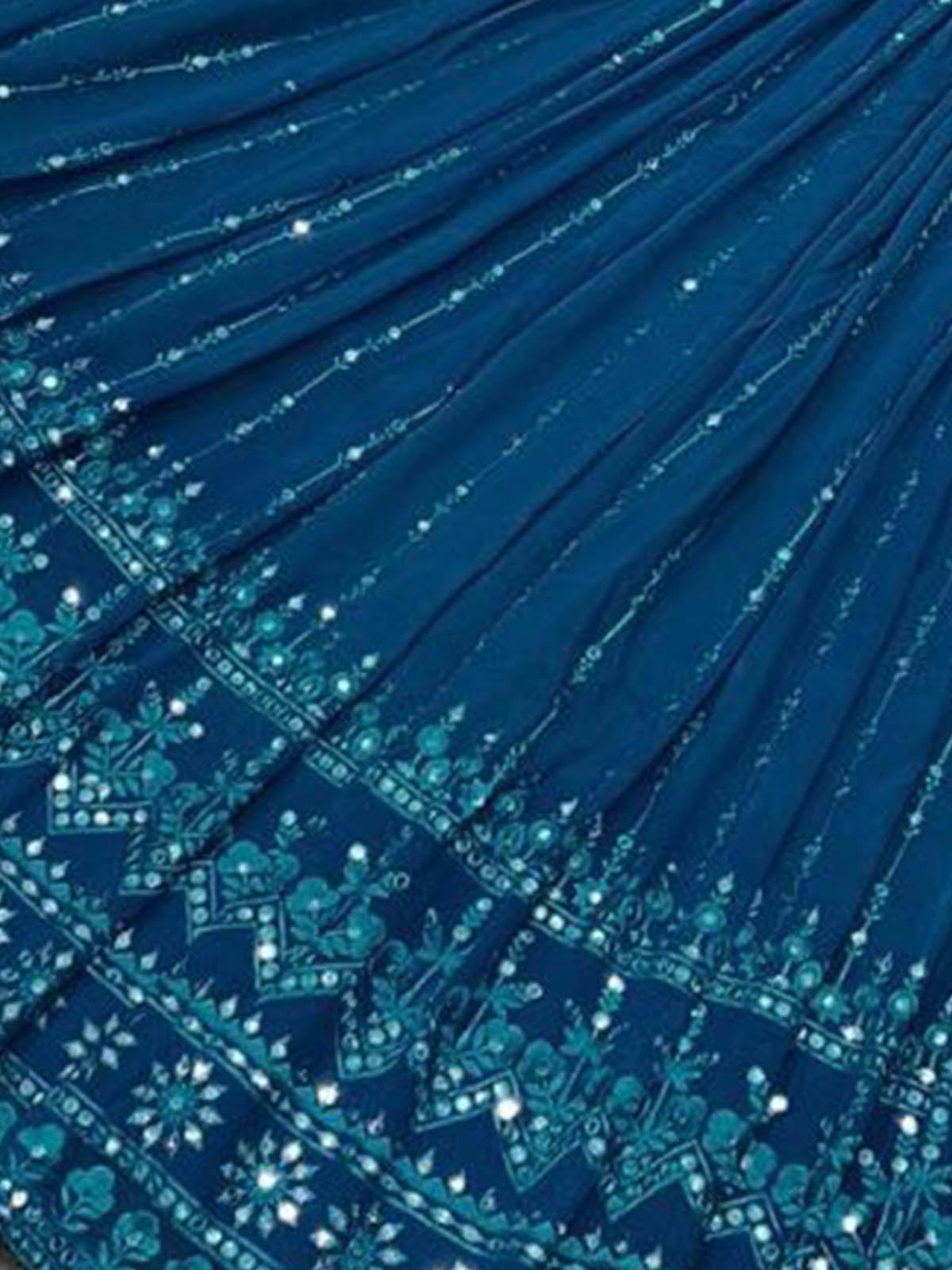 Odette Women Blue Designer Georgette Semi Stitched Lehenga With  Unstitched Blouse