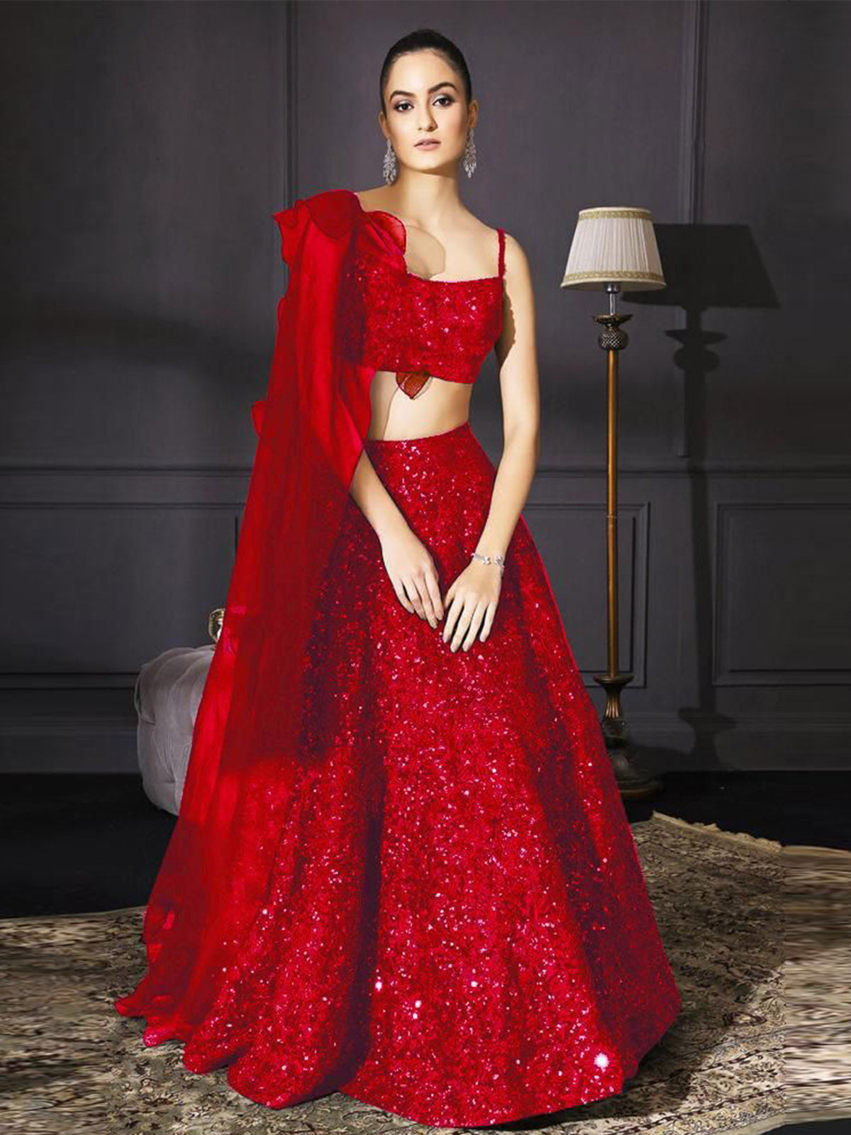 Biba Women Red & Gold-Toned Printed Ready to Wear Lehenga & Choli -  Absolutely Desi